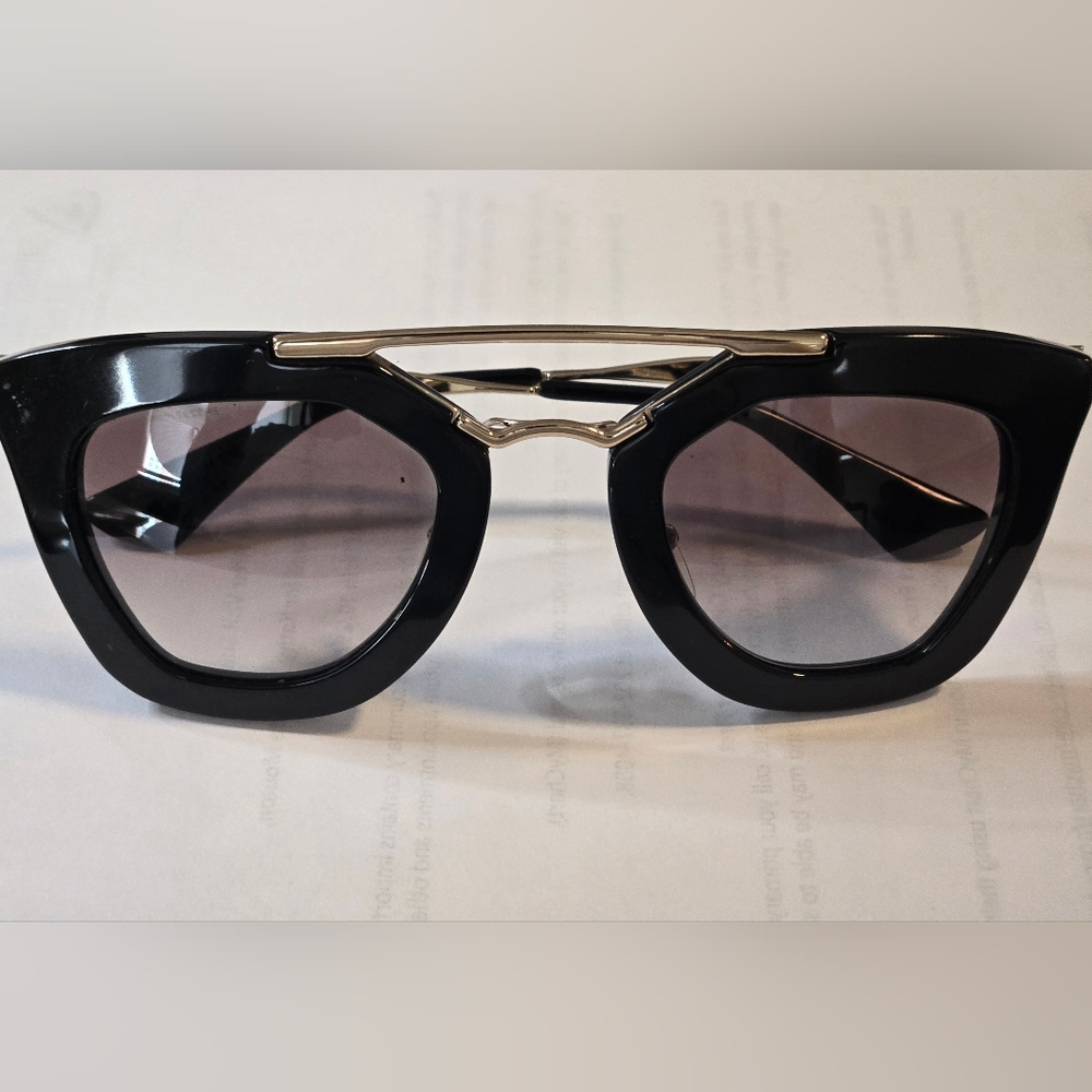 PRADA Black and Gold Double Bridge Sunglasses